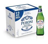 Peroni Nastro Azzurro con Mais Nostrano, Cassa Birra con 12 Bottiglie di Birra da 62 cl, Birra Premium Lager a Bassa Fermentazione, Gusto Rinfrescante e Rigenerante, Gradazione Alcolica 5% Vol