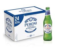 Peroni Nastro Azzurro, Cassa con 24 Bottiglie di Birra da 33 cl, Birra Premium Lager a Bassa Fermentazione, Gusto Secco e Rinfrescante, Gradazione Alcolica 5% Vol