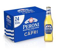 Peroni Nastro Azzurro Stile Capri, Cassa Birra con 24 Bottiglie da 33 cl, Lager a Bassa Fermentazione con Note di Limone e Foglie di Ulivo, Gusto Leggero, Gradazione Alcolica 4.2% Vol