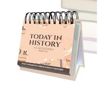 Perpetual Calendar, Daily World History Facts Display, Educational Home Decor Historical Info Stand, Easy Day Cards, Desk Calendar for Living Room Study Offices School, 5.75x5.24 Inches