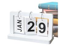 Perpetual Desk Calendar - wooden desktop block, small flipping stand | reusable tabletop number display, vintage rustic calendar decor piece, decorative date tracking tool for home offices shelf
