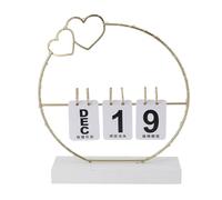 Perpetual Flip Calendar with LED Light Durable Construction Metal Art Desk Decor Calendars for Home Dorm Desk (Calendario del cuore bianco)