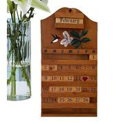 Perpetual Wall Calendar, Flower Wooden, 7,87 x 3,93 Inch Modern Tool, Design Reusable with Secure Grip, Home Accessory for Office Coffee Shop Cafe Living Room Classroom, Decor Supply for Travel Picnic