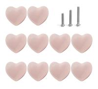 Perphin Pomelli in ceramica per cassetti a forma di cuore, con 3 viti, pomelli per mobili da cucina per armadio, armadio (10, rosa cipria)