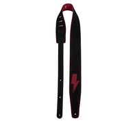 Perri's Leathers | Black/Red Mini Bolt Guitar Strap - Leather | 2.5" Wide, Adjustable 41" to 56" Long (Bass, Electric and Acoustic Guitar Strap) Black/Red Mini Bolt