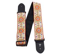 Perri's Leathers Ltd. - Tracolla per Chitarra - Nylon - Jacquard - Rose & Teschi - Beige - Regolabile - Per Chitarre Acustiche/Elettriche/Bassi - Fabbricata in Canada (TWS-7141)