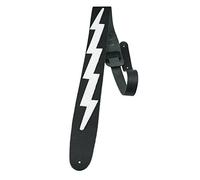 Perri's Leathers Ltd. - Tracolla per Chitarra - Pelle - The Famous Collection - Lightning Bolt - Nero/Bianco - Regolabile - Per Chitarre Acustiche/Elettriche/Bassi - Fabbricata in Canada (BMN-218)