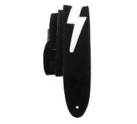 Perri's Leathers P25SLB-202 Soft Suede Guitar Strap - Lightning Bolt Acoustic, Electric and Bass Guitars, 2.5"/44.5" x 53", Black