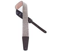 Perri's Leathers P25ST7113 Studded Guitar Strap with Leather Ends - Fits Bass, Acoustic and Electric Guitars, 2.5"/49" x 60", Argento