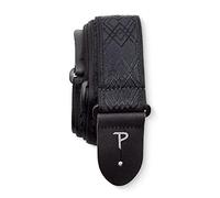 Perri's Leathers - Tracolla per chitarra jacquard, 99 cm a 147 cm, con diamanti neri satinati, lunghezza regolabile, estremità in pelle, antiscivolo e resistente, per chitarra elettrica, basso