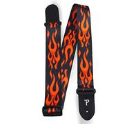 Perri's LPCP-702 - Tracolla per chitarra, in poliestere, motivo: fiamme rosse, larghezza: ca. 5 cm