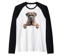 Perro de Presa Canario Divertente Sbirciare Canary Mastino Cane Maglia con Maniche Raglan