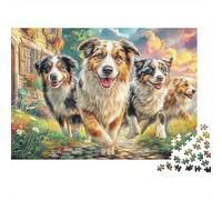 Perros Corriendo Extra Thick Cardboard Pet Escena de la ciudad Jigsaw Puzzle Adults Brain Training Travel Activity Gift for Senior Jigsaw Lovers Teen Fans Age 12 18 70x50cm/1000pcs