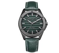 Perry Ellis Orologio da uomo a energia solare | Orologio da polso analogico da uomo in pelle vegana resistente all'acqua | Cassa da 42 mm | Relojes para Hombres | Regalo elegante per l'uomo, Verde,