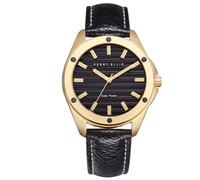 Perry Ellis Orologio da uomo a energia solare | Orologio da polso analogico da uomo in pelle vegana resistente all'acqua | Cassa da 42 mm | Relojes para Hombres | Regalo elegante per l'uomo, Oro,