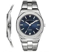 Perry Ellis Orologio da uomo Slim Diamond - Quadrante grigio ottagonale Sunray, cinturino in lega argentata, analogico resistente all'acqua, Argento, One Size Fits All