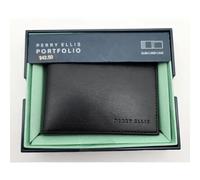 Perry Ellis Portfolio Portafoglio Uomo Super Slim In Pelle - Nero