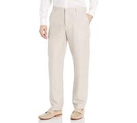 Perry Ellis Solid Linen Blend Dress Pants, Breathable Lightweight Durable Fabric, Modern Fit (Available in Big & Tall) Pantaloni Eleganti, Lino Naturale a Spina di Pesce, W42 / L32 Uomo