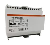 PERRY Trasformatore 63VA per servizio continuo uscite 12-12-24V 6 DIN, montaggio