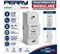 PERRY TRASFORMATORE MODULARE 15VA SERVIZIO INTERMIT. 230 12-12-24V 1TDTR01403/N