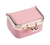 Perse di denaro in pelle - Small Zip Currency Pouch, Classic Cambio Storage Case | Dettaglio grano morbido retrò, tema di viaggio a borsa, funzione di chiusura scorrevole liscia, regolazione, rosa, Se