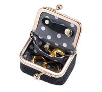 Perse di denaro in pelle - Small Zip Currency Pouch, Classic Cambio Storage Case | Dettaglio grano morbido retrò, tema di viaggio a borsa, funzione di chiusura scorrevole liscia, regolazione, Nero