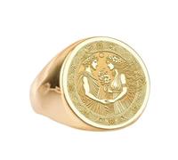 Persefone e Ade in argento sterling 925 | Anello placcato in oro | Anelli con sigillo rotondi 15x15 mm | Misura della fascia US 5-12,5 Avelaibal | LKDR_0697