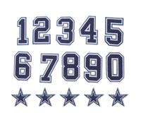 PERSELOSO 1 set di toppe termoadesive | Toppe ricamate con glitter con numeri da 0 a 9 e stelle | Applicazioni fai da te per maglie sportive e giacche | Applicazioni per cappelli, borse e