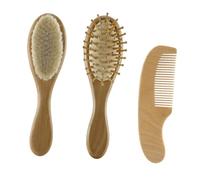 PERSELOSO 3 Pezzi Spazzola Da Bagno Per Bambino Bambina in Fibra Naturale Spazzole e Pettine Per Pulizia Del Cuoio Capelluto Manico in Legno Non Verniciato