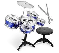 PERSELOSO Batteria Jazz Per Con Sgabello Kit Completo Per Percussioni Giocattoli Musicali Per Sviluppo Del Ritmo e Della Creatività Colori Vivaci e Design Accattivante
