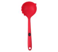 PERSELOSO Cucchiaio da Cucina Mestolo Forato Manico in Silicone Rosso Resistente al Calore e Robusto per Spaghetti e Pasta in Casa o