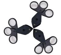 PERSELOSO Lente d'Ingrandimento per Gioielli Portatile Pieghevole 3 Lenti 2X in Plastica Trasparente Colore Nero per Esame di Gemme e Collezioni d'Arte