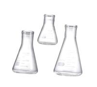 PERSELOSO Matracci Conici in Vetro Scala Chiara da 50ml, 150ml e 250ml Set di 3 e Materiale in Vetro per Esperimenti di Chimica, per Decorazioni Scuola e Uso Studenti