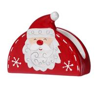 PERSELOSO Porta Tovaglioli in Ceramico Bordo Liscio e Design Babbo Natale, Sicuro da Usare, Elegante e Semplice per Decorazioni Natalizie a Cena in Hotel
