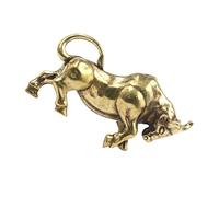 PERSELOSO Portachiavi Toro in Ottone Vintage Ciondolo Forma Bue Retro Per Diy Ornamento Da Appendere Leggero e Compatto Regalo Portafortuna Stilizzato Con Dettagli Cinesi