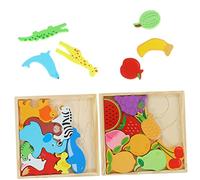 PERSELOSO Puzzle Legno per Giocattoli Educativi con Animali e Frutta Sviluppo Della Coordinazione e per Anni