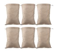 PERSELOSO Sacchetti in Juta Coulisse per Patate e Verdure, 6 Pezzi Riutilizzabili 20x30 Cm, Sacchetti di Lino Beige per Conservazione Alimentare e Piante