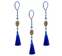 PERSELOSO Set 3pezzi Decorazione a Nappa a Forma di Gufo Occhi Blu in Lega e Smalto Colorato, Accessorio Versatile per Interni Auto e Creazioni Artigianali