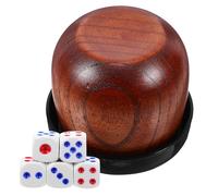 PERSELOSO Set di Bicchiere per Dadi in Legno Marrone con Dadi Colorati, Design Semplice e Pratico per Giochi da Tavolo e Intrattenimento al Bar