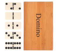 PERSELOSO Set di Blocchi Domino Divertenti in Bambù e Plastica Custodia Beige, Gioco Interattivo per Coordinazione Mano-occhio, per Divertimento al Coperto nei Weekend