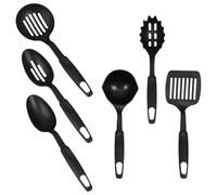 PERSELOSO Set di Utensili da Cucina Resistente al Calore e Lavabile in Lavastoviglie 6 Pezzi in Nylon Mestoli e Spatola Neri per Cucinare