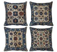 Persia Federe Cuscini Divano 45x45 cm Set di 4, Impermeabili Cuscini da Esterno Blu Navy Cuscino Divano Lino Doppia Faccia Stampa Federe Cuscino con Cerniera Invisibile per Camera Balcone -lsy2504UI
