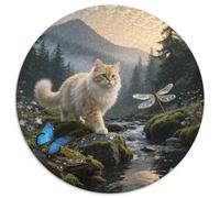 Persian Cat 1000 Pezzi Puzzle Cute Pets Puzzle Circolare Giochi Intellettuali Creativo Antistress Regali Decorativi Bambini (67.5x67.5cm)