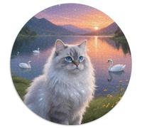 Persian Cat 1000 Pezzi Puzzle Giochi Di Puzzle Cute Pets Puzzle Rotondo Puzzle Classico Puzzle Arte Giochi Regali Unici (67.5x67.5cm)