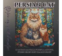 Persian Cat in mosaic mandala forest coloring book for adults: a mindful stress relief grey scale journey
