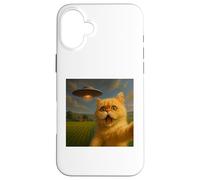 Persian Cat UFO Selfie With Invasion Alien Pet Lover Humor Custodia per iPhone 16 Plus
