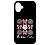 Persian Mom Mama Persian Cat Festa della Mamma Rosa Coquette Bow Custodia per iPhone 16 Plus