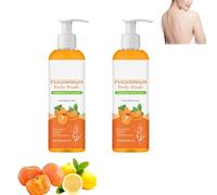 Persimmon Body Wash, deodorante naturale, gel doccia per uomini e donne, sapone cachi, detergente per il corpo, controllo degli odori con profumo fresco, pulizia profonda, idratante (2 pezzi)