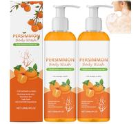 Persimmon Body Wash per Old People Smell,Persimmon Nourishing Body Wash,Deep Hydration&Refreshing,Removes Strong Odors,Natural with Fresh Scent,Deep Cleanses and Moisturizes,Silky Smooth Skin (2PCS)