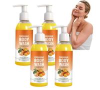 Persimmon Body Wash Soap Citrus Scent, Deep Cleanse Odor Control Shower Gel per tutti i tipi di pelle, detergente rinfrescante per il corpo per uomini e donne, idratante (4 pezzi)